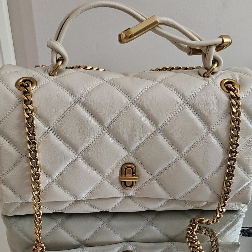 Marc Jacobs White and Gold Quilted Shoulder Bag Dual Bag